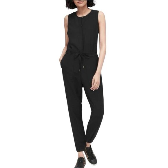 NWT Banana Republic Black Sleeveless Side Stripe Jumpsuit Size 2 - Picture 1 of 8